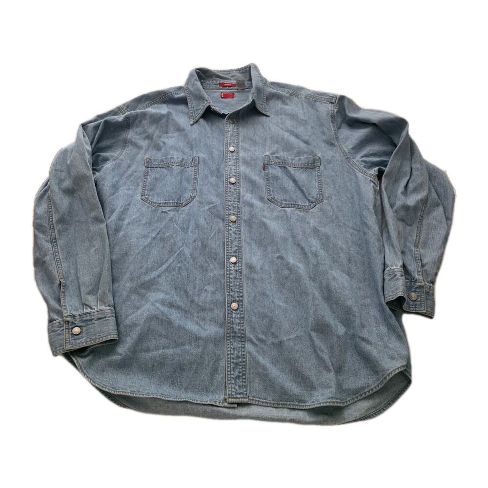 Levi's Men's Blue Denim Relaxed Fit Long Sleeve Button-Up Shirt XXL